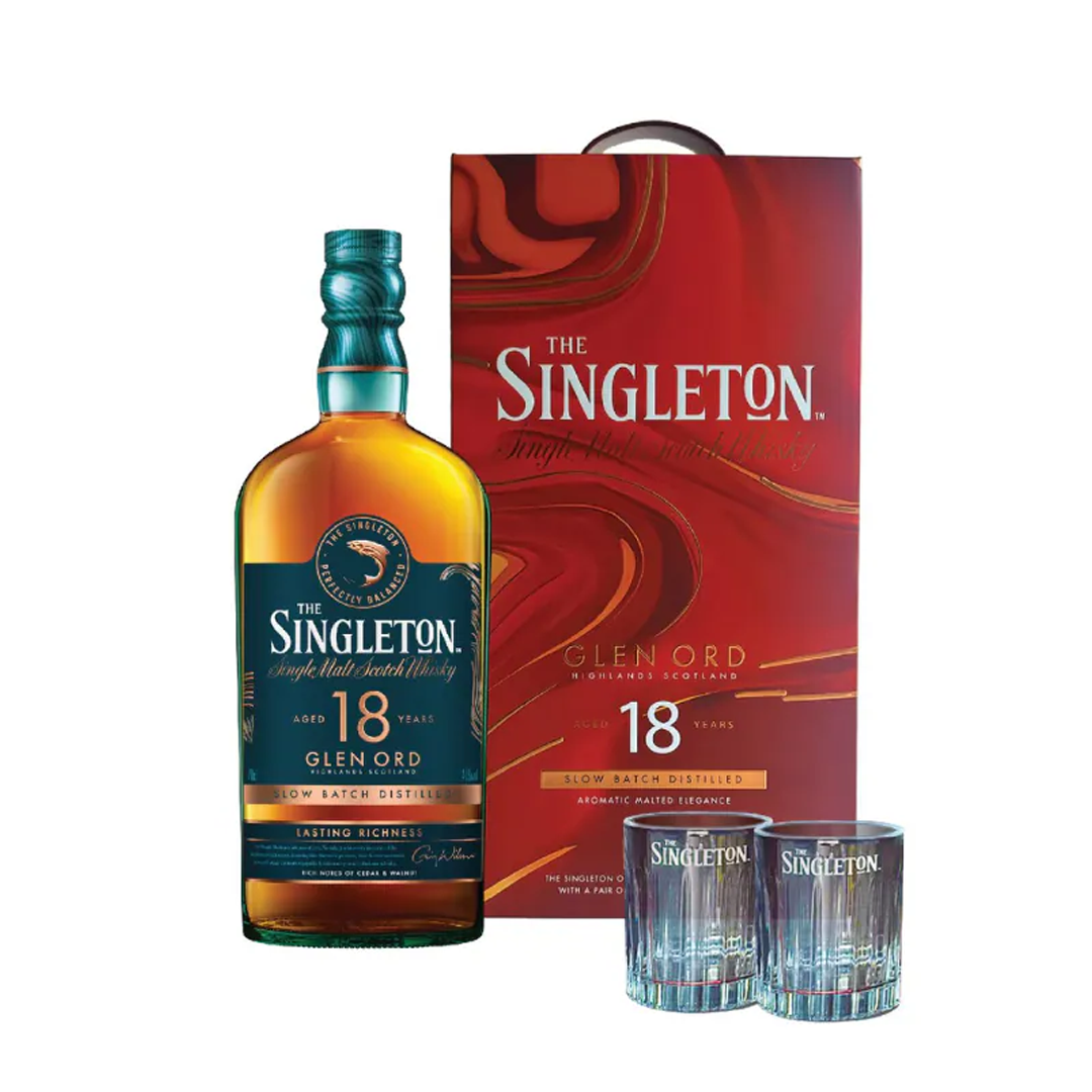 The Singleton 18 Years Old Glen Ord Single Malt Scotch Whisky with Glasses 700 mL